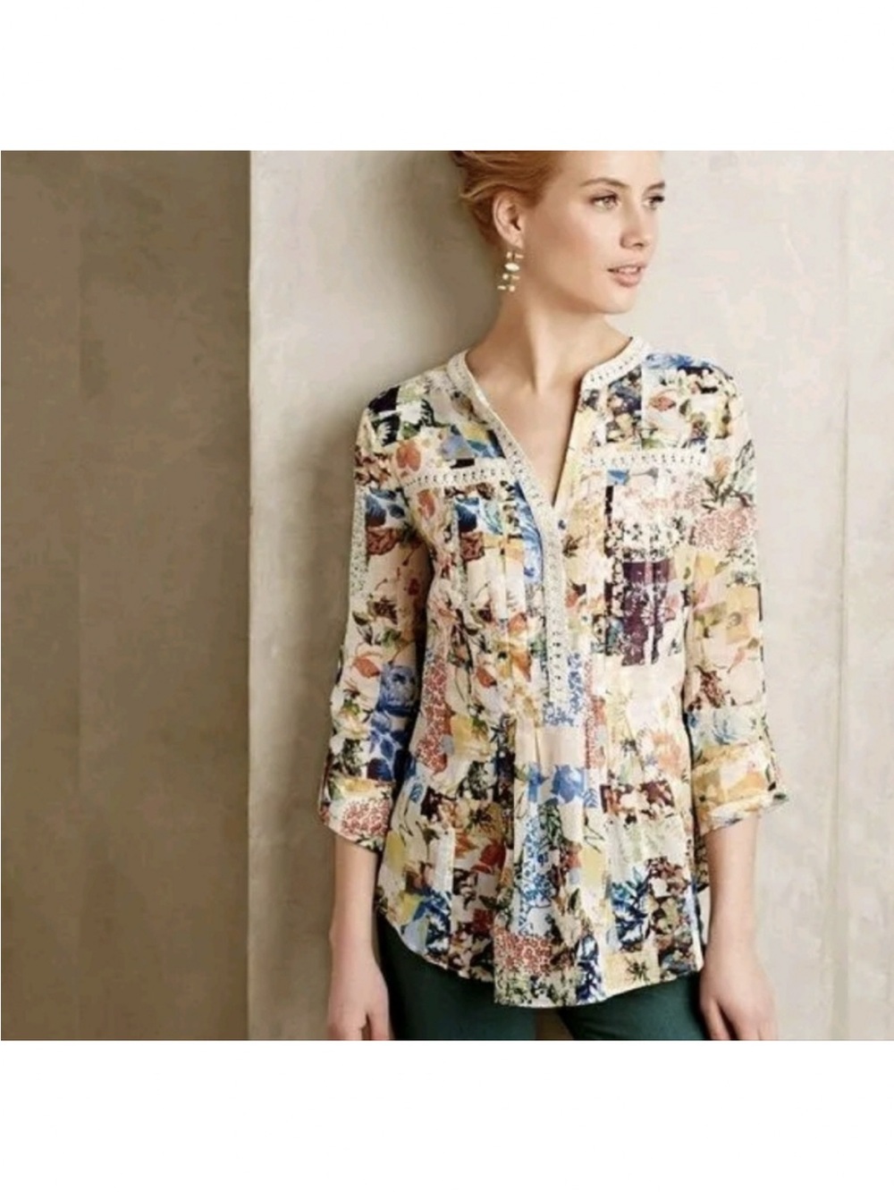 Anthropologie Maeve Abella Floral Print Popover Sleeve Top
Size 6